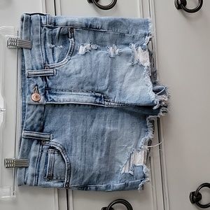 Curvy high-rise shortie jean shorts